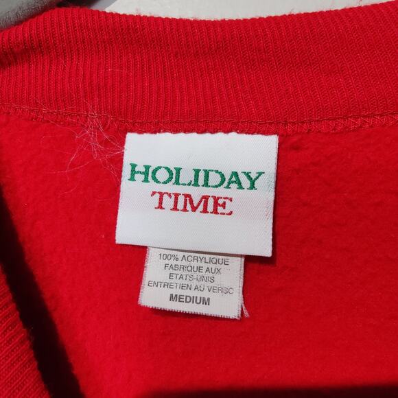 Vintage Holiday Time Sz M Red Christmas Ugly Tacky Sweatshirt Santa Scene - Picture 4 of 7